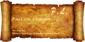 Paulics Liander névjegykártya